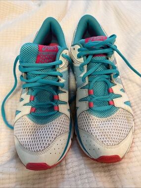 ASICS Teal, White and Pink Women's Running Sneakers